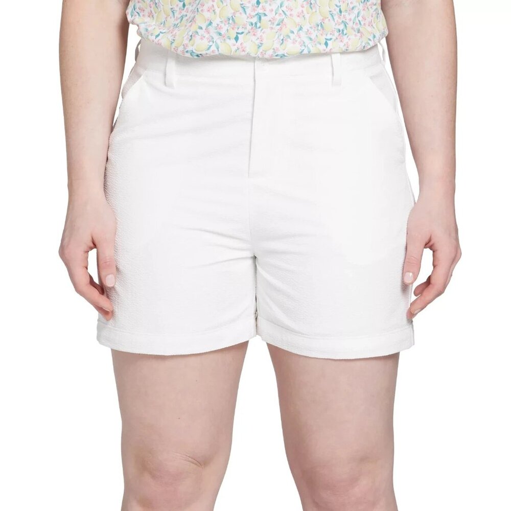 Walter Hagen Womans Clubhouse 5” Seersucker Pure White Traditional Shorts Size 8